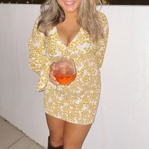 Missguided rusched floral long sleeve mini dress